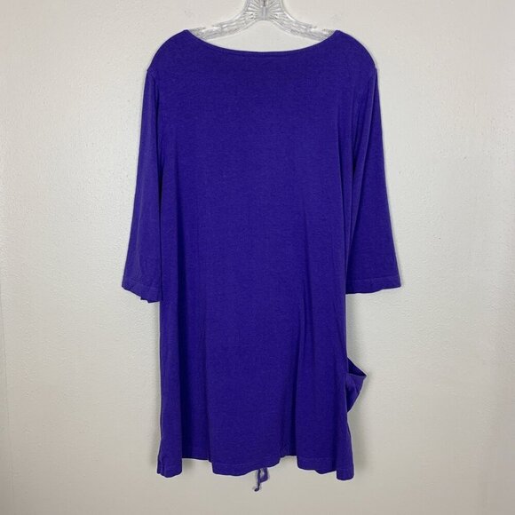 Bryn Walker Womens M Dress Tunic Purple Knit Lagenlook Minimalist Ruched Bamboo - Picture 3 of 15